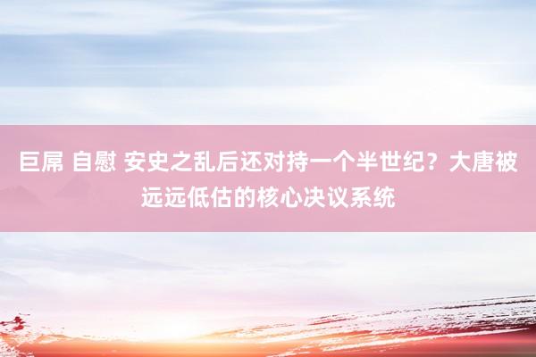 巨屌 自慰 安史之乱后还对持一个半世纪？大唐被远远低估的核心决议系统